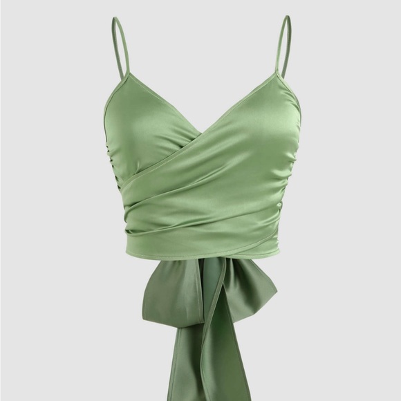 Cider Tops - Solid Cross Wrap Front Tie Back Tank Top